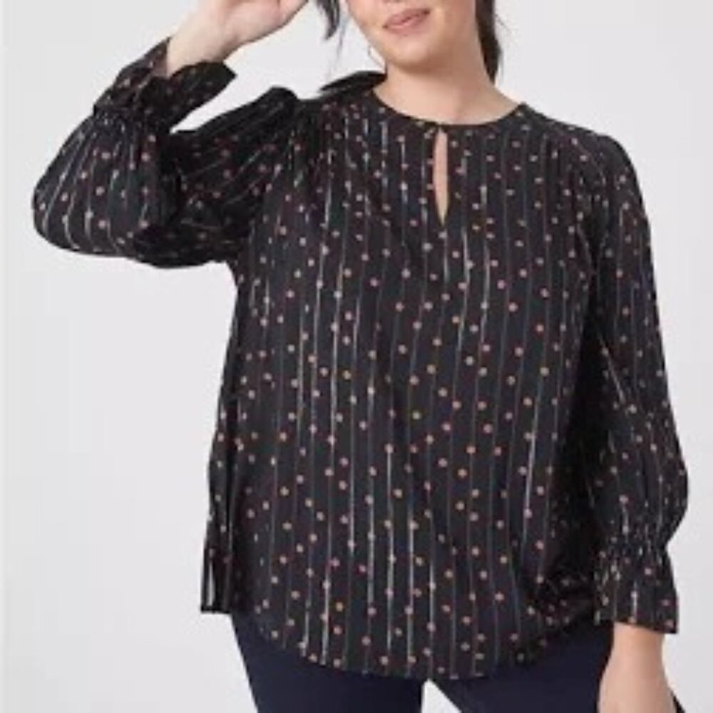 Lane Bryant Black Top with Metallic Dots Size 20